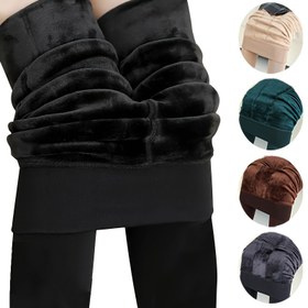 Resim 2 Çift Kadın Kalın Peluş Tayt - Ultra Sıcak Kışlık Termal Bacak Isıtıcılar & Pantolon Çorapları, 40/D Denye (Siyah / Kahverengi / Lacivert 