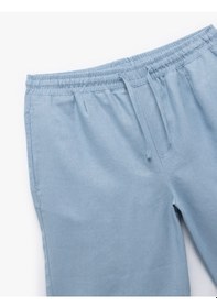 Resim Koton Cepli Keten Viskon Karışımlı Bermuda Oversize Beli Bağcıklı Şort Indıgo 5sam40074hw İndigo 