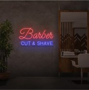 Resim Twins Led Barber Cut & Shave Yazılı Neon Tabela Mavi Model:model:39523366 Mavi 