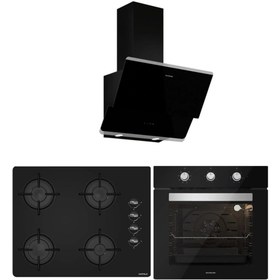 Resim Silverline - Hafele 65 Cm Ocak Siyah Ankastre Set (3490 Oslo - Hafele Luce 65cm Ocak - BO6503B01) 