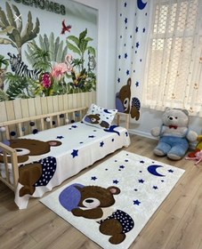 Resim Bulutta Ayıcık Çocuk Oda Yatak Örtüsü Yastık Kılıfı 