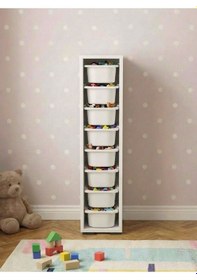 Resim Luda 8 Mini Beyaz Sepetli Çok Amaçlı Oyuncak Dolabı Beyaz Beyaz - Gri 