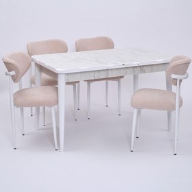 Resim Yakamoz Polo Mdf Lak Panel Mutfak Masa Sandalye Takımı 80x130 beyaz 