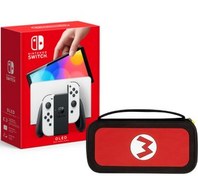 Resim Nintendo Switch Oled Siyah Beyaz + Nintendo Deluxe Konsol Kılıfı 