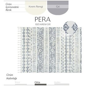 Resim Cool Halı Pera 1005 Krem Gri Hav Toz Vermez Yumuşak Dokulu Mutfak Antre Çocuk Odası Dokuma Makine Halısı 