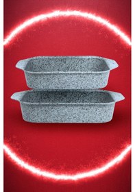 Resim Brioni Stone-age Çizilmez Yanmaz Yapışmaz 2'li Fırın Tepsi Seti Gri 