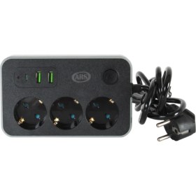Resim Ars 3 USB 1 Type C Girişli Akım Korumalı 2 Metre 3'lü Kare Priz 