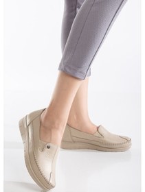 Resim 92101 Ortopedik Kadın Deri Ayakkabı Topuk Dikeni İçin Uygundur Vizyon Vizon 