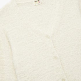 Resim Koton V Yaka Düğmeli Uzun Kollu Basic Hırka Ekru 6wkg90040ht Ekru 