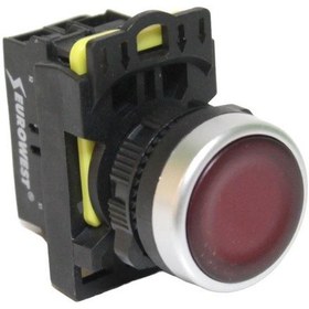 Resim EUROWEST Ew-55-01L 1Nc Yaylı Led Işıklı Stop Butonu (Kırmızı) 