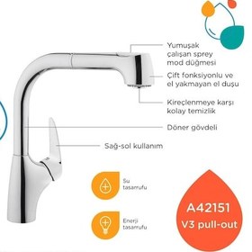 Resim Artema A42151 V3 Pull-Out Eviye Bataryası Krom 