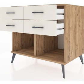 Resim Kronos Şifonyer 4 Çekmeceli 88x59x80 Çam-antrasit/aytaşı Antrasit/aytaşı 