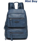 Resim Mini Boy Yıkama Deri Kadın Sırt Çantası 21-k Barcelona 1929 Lacivert 