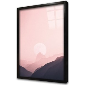 Resim Pembe Doğa Manzarası Çerçeveli Cam Tablo-172037 