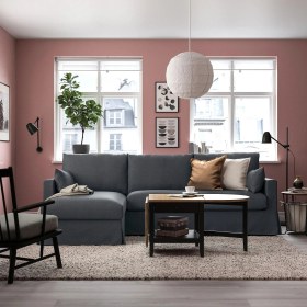 Resim IKEA Gri Konforlu Kanepe - Uzanma Koltuklu 3'lü Kanepe 