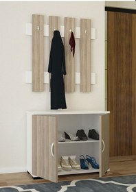 Resim 2 Kapaklı Dolaplı 4 Askılıklı Portmanto Vestiyer Cordoba 