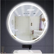 Resim GLOBAL LED MIRROR 45 Cm Kumlamalı Ledli Yuvarlak Ayna Banyo Aynası Dekoratif Ayna Boy Ayna Salon Duvar Ayna 