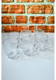 Resim Saplı Su Bardağı - Çay Bardağı - Saplı Cam Bardak- 6 Adet-220 Ml -mnl Şeffaf 