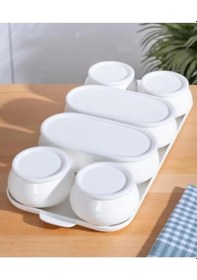 Resim Acar Nora Collection 8 Li Porselen Tepsili Kahvaltılık Seti Beyaz Sct-06163 