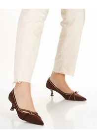 Resim Feles Zımba Toka Detaylı Stiletto Kadın Ayakkabı Kahverengi 