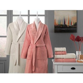 Resim Özdilek Pamuklu 6 Parça Aile Bornoz Seti-Dory Kiremit Bej 