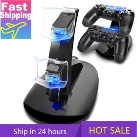 Resim Zljnx Denetleyici Şarj Dock LED Çift USB Ps4 Şarj Standı Istasyonu Cradle Sony Playstation 4 Için Ps4 Ps4 Pro Ps4 Slim Denetleyici (Yurt Dışından) 