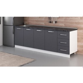 Resim Minar 245 Cm Mutfak Dolabı Beyaz Antrasit 245-A3-Alt Modül Beyaz 