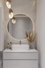 Resim Dokunmatik Akıllı Ayna Buhar Tutmayan Banyo Aynası Lavabo Aynası Hd 3 Renk Ledli Dekoratif Ayna 70cm 