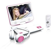 Resim Lenco 9-İnç Taşınabilir DVD Oynatıcı Braketli Pembe, Ailenizin Seyahat Arkadaşı 
