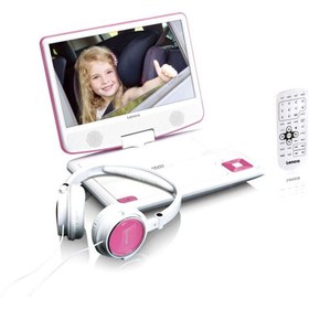 Resim Lenco 9-İnç Taşınabilir DVD Oynatıcı Braketli Pembe, Ailenizin Seyahat Arkadaşı 