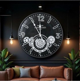Resim Çarklı Duvar Saati Gümüş Detaylı 59 Cm Renk 