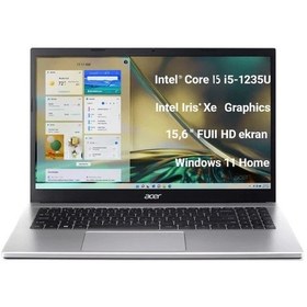 Resim Acer Aspire 3 A315-59-59AY NX.K6TEY.002-FR19 i5-1235U 8 GB 512 GB 15.6" W11H Dizüstü Bilgisayar 