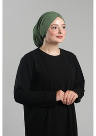 Resim Hürrem Bone Yağ Yeşili Pratik Hazır Geçmeli Tesettür Bone Sandy Büzgülü Salaş 2119 36 Yağ Yeşili Yeşil 