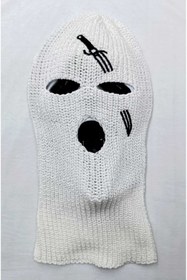 Resim DÜKKAN DESİGN Bıçak Detaylı Beyaz Kar Maskesi 