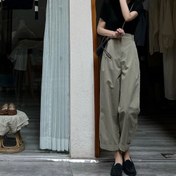 Resim Yüksek Bel Geniş Bacaklı Pantolon - Dar Bacaklı Pantolon, İpli Bel, Hafif Düz Bacaklı Rahat İş Giyimi, Bahar Yaz İçin Düz Renk Y2K Stili, Yüksek Bel Tayt 