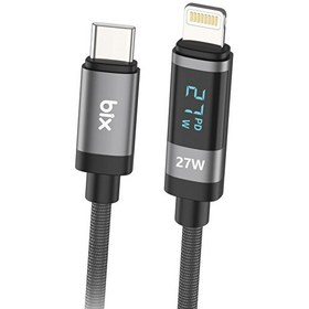 Resim Bix BX06CL Type-C to Lightning 27W Örgülü LED Dijital Ekranlı Şarj ve Data Kablosu 1 M 