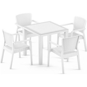 Resim Bintaşmobilya Beyaz Kare Cafe Bahçe Masa Sandalye Takımı Beyaz 
