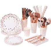 Resim Suntek 200 Adet Tek Kullanımlık Yemek Takımı Seti Altın-gül " 