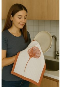 Resim Müslin Kurulama Bezi 3'lü Set Desenli Yumuşak Ve Emici Mutfak Havlusu Beyaz 