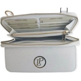 Resim BC Barse Collection Kadın Cüzdan Ve Omuz Çantası Beyaz Telefon Bölmeli Hakiki Deri 