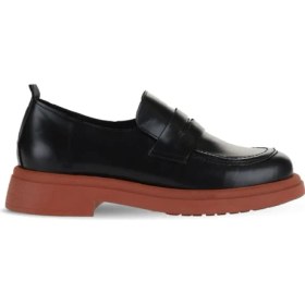 Resim Bueno Shoes Siyah Pembe Açma Deri Kadın Loafer 01WZ4000 
