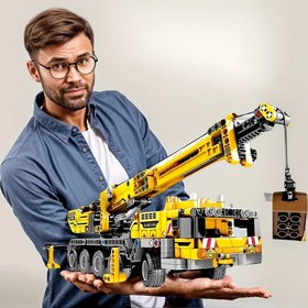 Resim 1009 Parça Sarı İnşaat Aracı Yapım Seti - Vinç ve Forklift Blokları, Yetişkinler için Koleksiyonluk Oyuncak, Noel, Cadılar Bayramı, Şükran Günü, Doğum Günü Hediyeleri için Mükemmel, Ulaşım Teması 