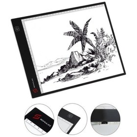 Resim Led Işıklı Siyah Çerçeveli A4 Çizim Kopyalama 3 Seviyeli Ayarlanabilir Portre Çizim Tableti Beyaz - Siyah 