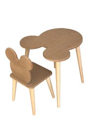 Resim Genel Markalar Ahşap Ham Mdf 18 Mm Aktivite Ve Etkinlik Çocuk Masa Sandalye Takımı- Çm03 