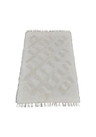 Resim Kilim Antik El Dokuma Yün Tek Renk Tiftik Siirt Battaniyesi 0008 - Yeni - Beyaz 