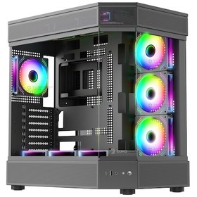 Resim Zoko Tank 7x12 CM Kumandalı ARGB Fan Temper Cam Oyuncu Bilgisayar Kasası Siyah 