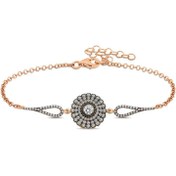 Resim Silver Rose Diamond Mounted Flower Women's Bracelet 