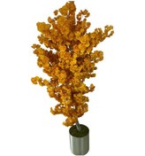 Resim Cihan Çiçekçilik Karamel Bahar Dalı 200 Cm Yapay Ağaç 30x30 Metal Saksı 