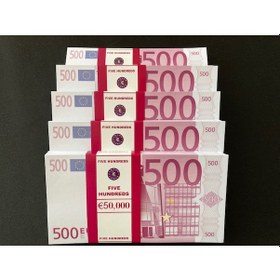 Resim Yeni 5 Deste 500 Euro Geçersiz Eğlence Oyun Şaka Düğünde Para 