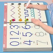 Resim 36 Sayfalık Yeniden Kullanılabilir Silinebilir Yazma Pratik Çalışma Kitabı - Kuru Silme Matematik Gerçekler, Alfabe, Şekiller ve Renkler ile Dayanıklı Kağıt - Okul Öncesi, Anaokulu, Erken Öğrenim için Eğitici Aktivite Kitabı 